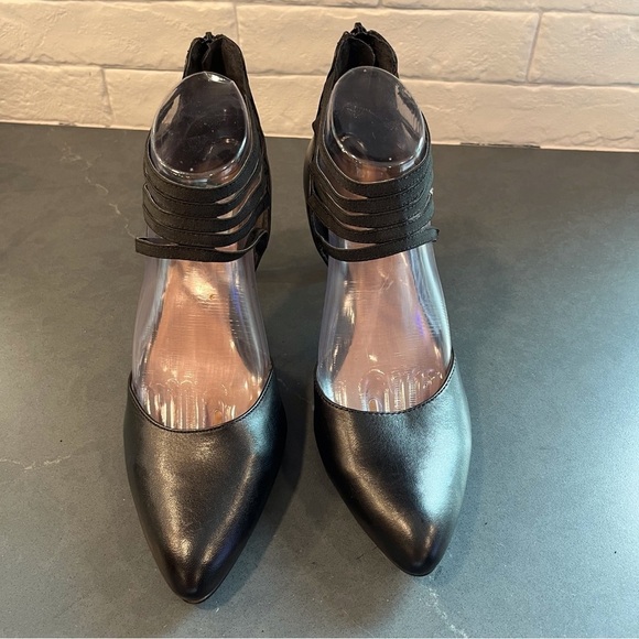 Kelly & Katie sz 9.5 black leather strappy pointy toe heels - Picture 6 of 15